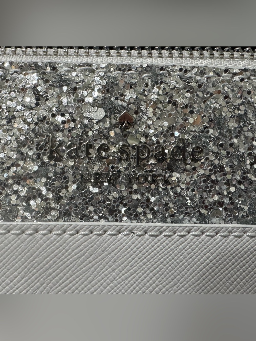 kate spade White Satchel with Silver Glitter Trim - Picture 5 of 10